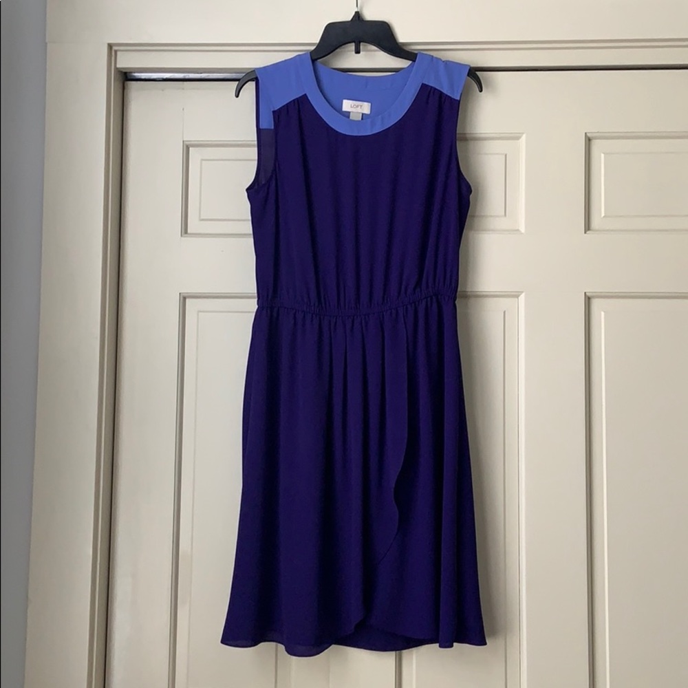 LOFT Purple Faux-Wrap Dress - Size M